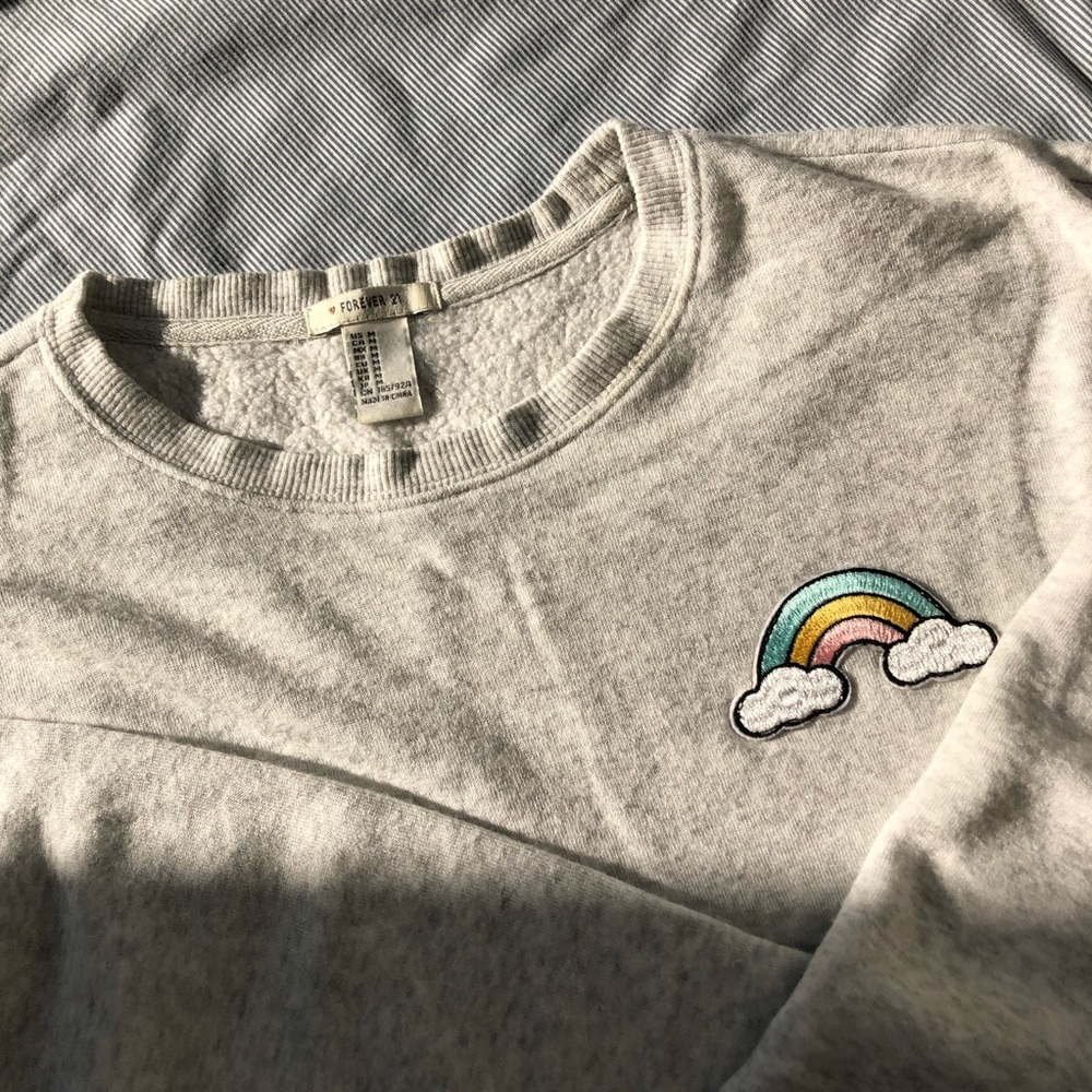 FOREVER 21 Rainbow Crop Sweater
